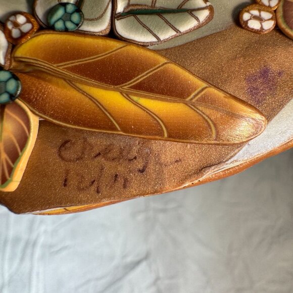 OOAK Handmade Leaf & Floral Polymer Clay Pendant Labradorite Artist signed - Picture 4 of 12